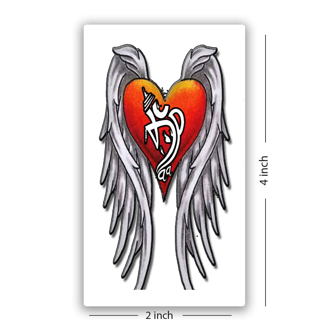 Heart With Wings Tattoo Waterproof Men and Women Temporary Body Tattoo