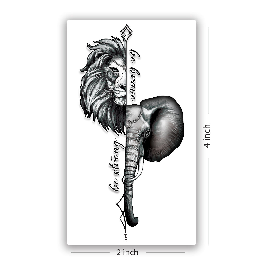 Be brave and Be Happy with Tiger and Elephant Quotes Tattoo Men and Body Tattoo