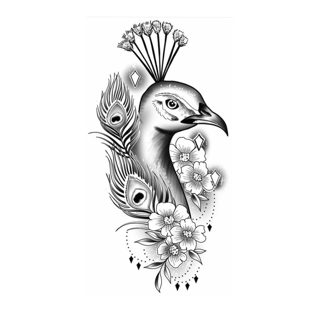 Peacock and Feather Temporary Body Tattoo For Men and Women