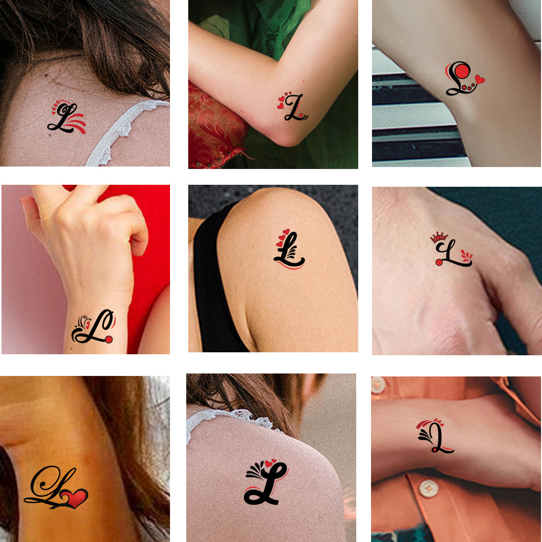 L Name Alphabet Tattoo Waterproof For Men and Women Temporary Body Tattoo