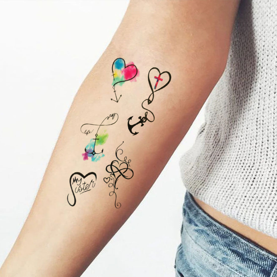 Heart Anchor Tattoo Waterproof Boys and Girls Temporary Body Tattoo - Temporarytattoowala
