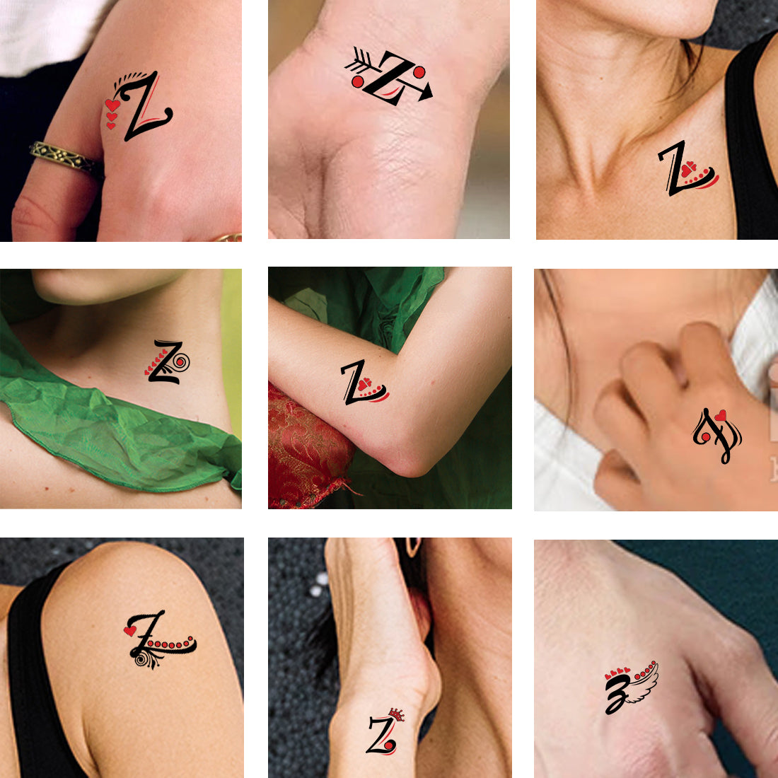 Z Name Alphabet Tattoo Waterproof For Men and Women Temporary Body Tattoo