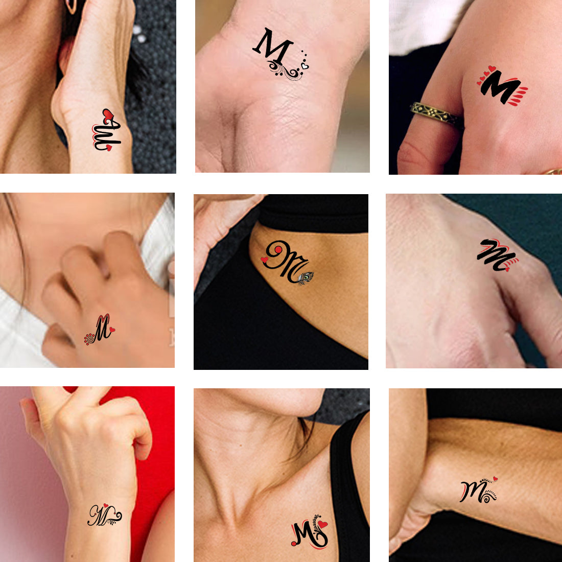M Name Alphabet Tattoo Waterproof For Men and Women Temporary Body Tattoo