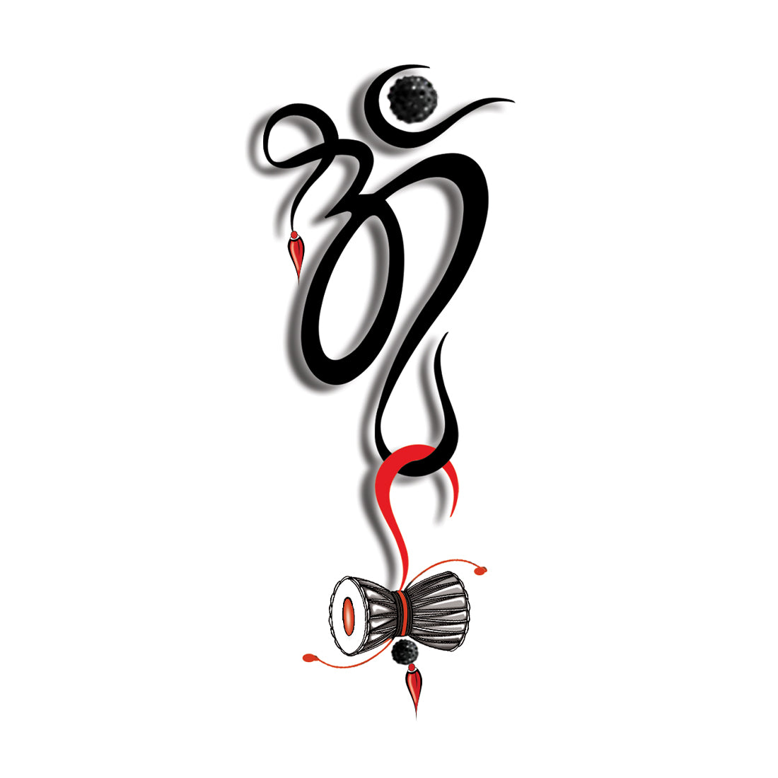 Om with Rudraksha and Damru Shiv Gods Waterproof For Boys and Girls Temporary Body Tattoo