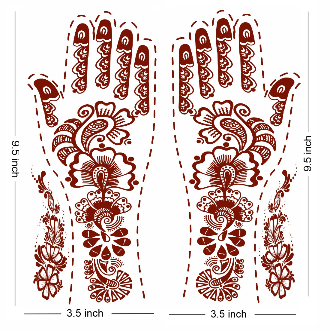 Full hand Henna Tattoo Design Both Hand (one pair) Feel Realistic Mehndi Color on Hand