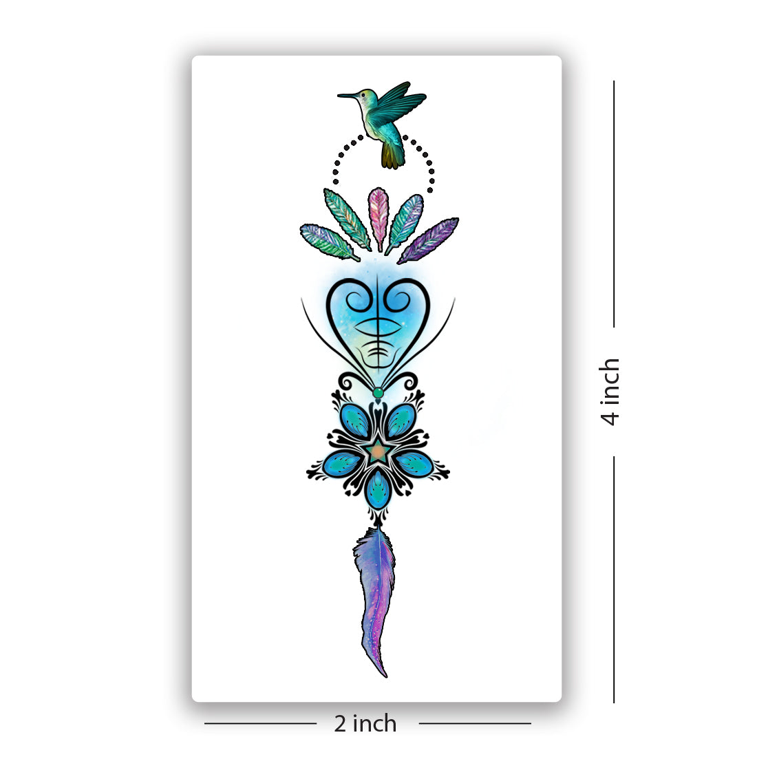 Birds with Feather Tattoo Waterproof Male and Female Multi Flower Temporary Tattoo