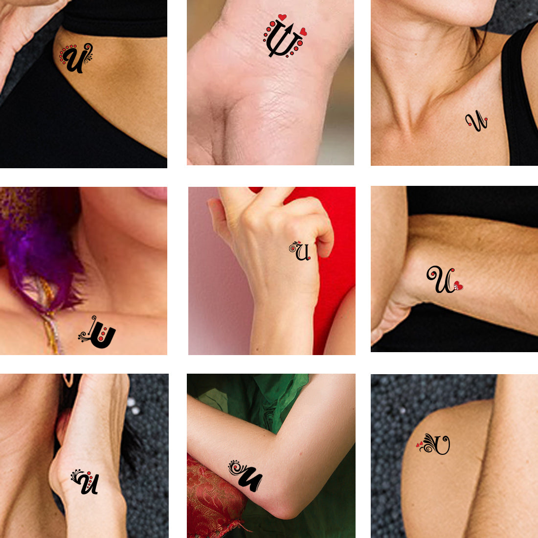 U Name Alphabet Tattoo Waterproof For Men and Women Temporary Body Tattoo