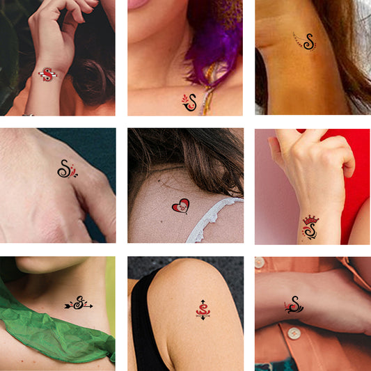 S Name Alphabet Tattoo Waterproof For Men and Women Temporary Body Tattoo