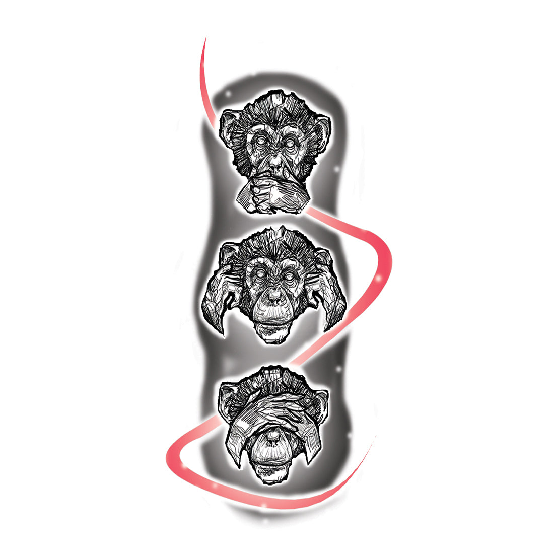 No Bad Say and Hear and Seen Monkey Temporary Tattoo Waterproof For Boys and Girls Temporary Body Tattoo