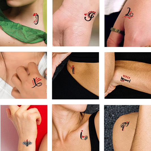 I Name Alphabet Tattoo Waterproof For Men and Women Temporary Body Tattoo