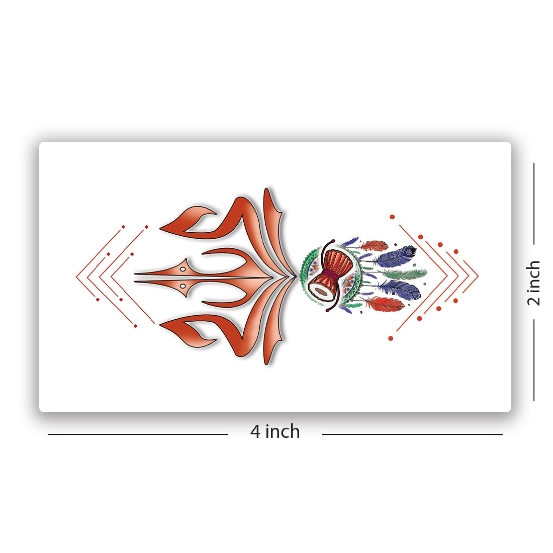 Trishul with Damru Tattoo For Waterproof Feathers Temporary Body Tattoo