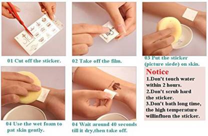 voorkoms New Band Heart Hand Temporary Tattoos (combo 4 Pcs) (New Hand Band Temporary Tattoo)