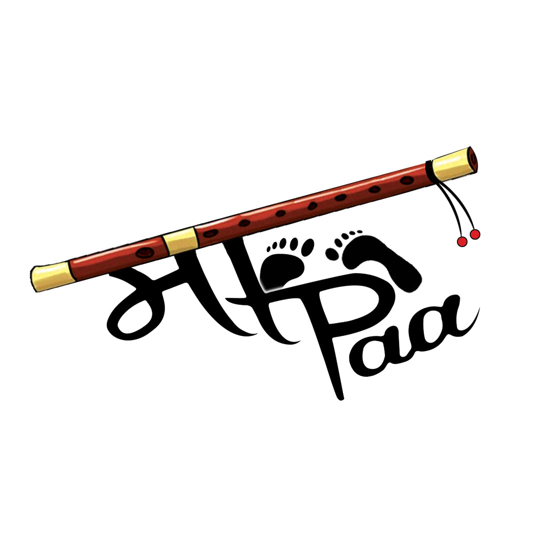 Maa Paa with Flute Tattoo Waterproof Temporary Tattoo
