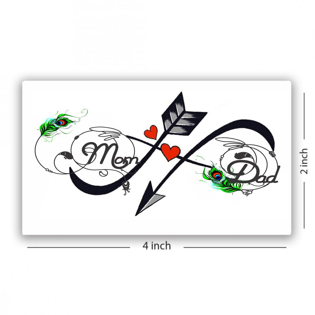 Mom and Dad Tattoo with Feather Arrow Temporary Tattoo Waterproof For Boys and Girls
