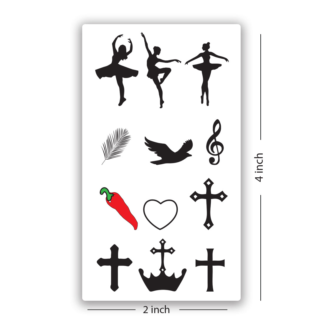 Cross,Crown,Girl,Feather,Dance, Tattoo Waterproof For Girls Boys Temporary Body Tattoo
