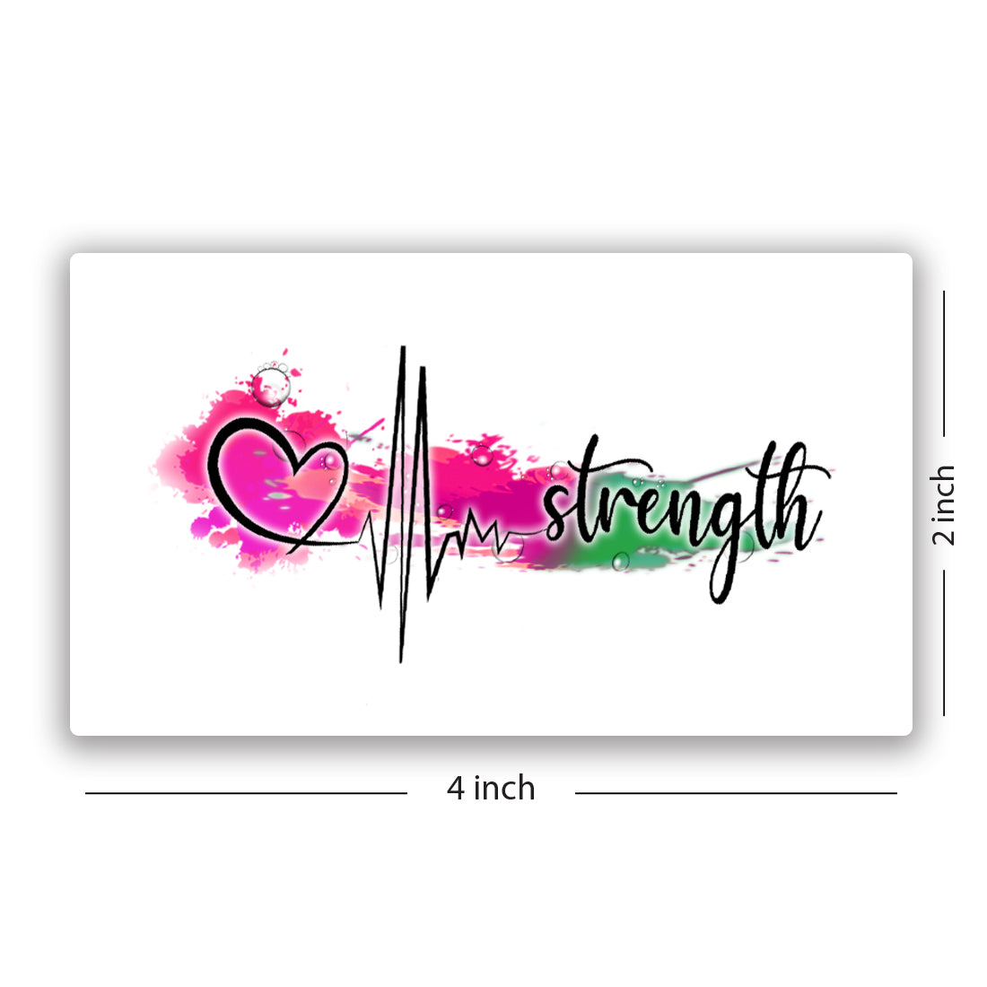 Heart with Strength Tattoo Waterproof For Men and Women Multi Line Temporary Body Tattoo