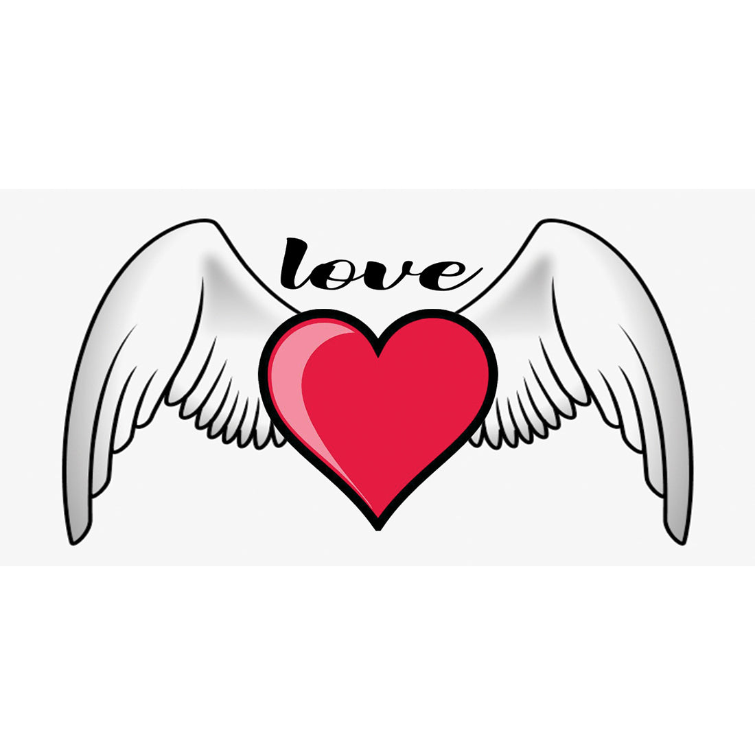 Heart Love White Wings Design Tattoo Waterproof For Male and Female Temporary Body Tattoo