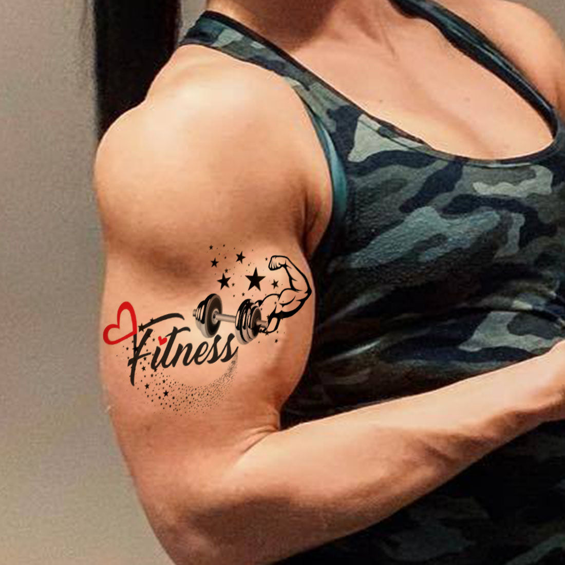 Gym Fitness Tattoo Dumbbell Waterproof Boys and Girls Temporary Body Tattoo