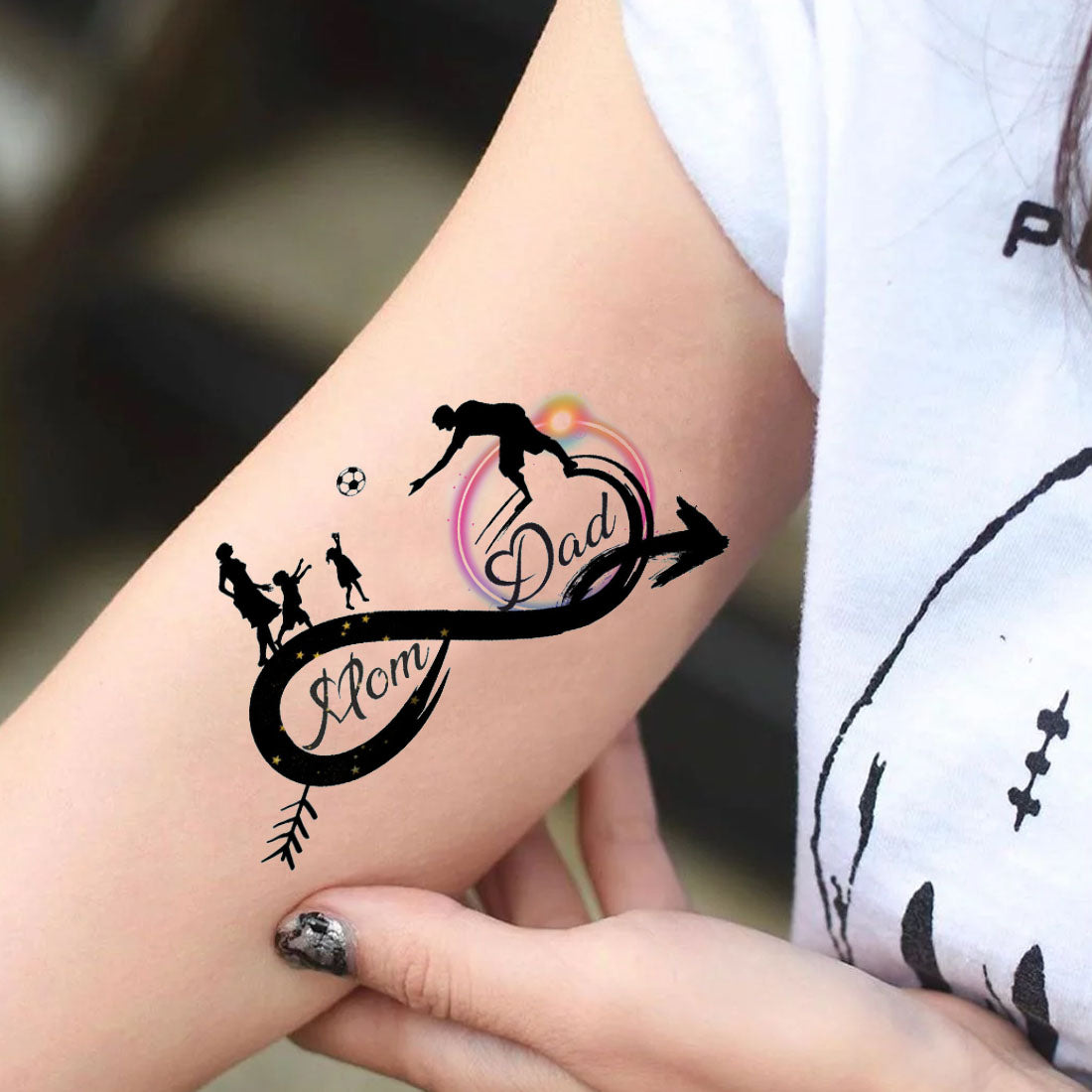 Infinity Mom Dad Play Tattoo Waterproof Boys and Girls Temporary Body Tattoo