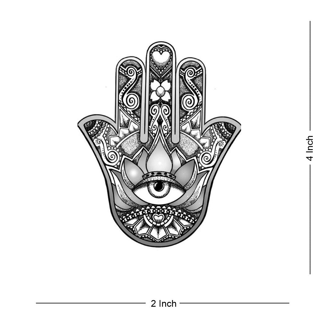 Hamsa Design Tattoo Waterproof Male and Female Temporary Body Tattoo - Temporarytattoowala