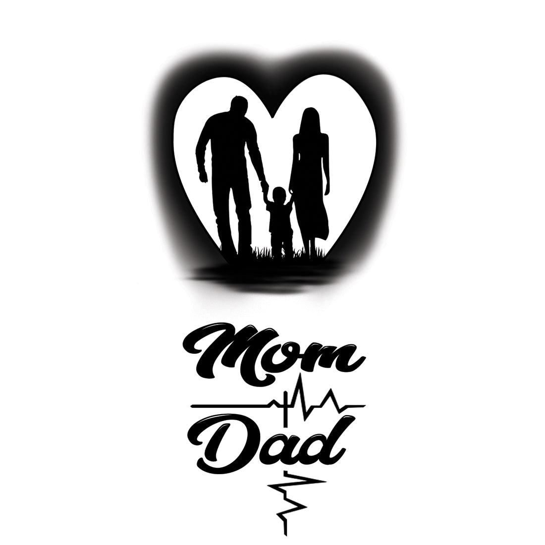Mom and Dad Tattoo Heart Waterproof For Men and Women Temporary Tattoo