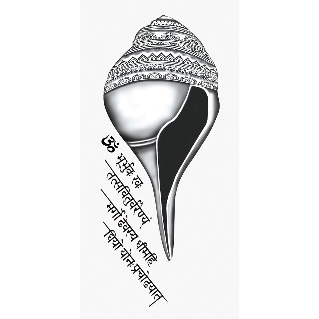 Sankh with Gaytri Mantra Temporary Tattoo Waterproof For Male and Female Temporary Body Tattoo