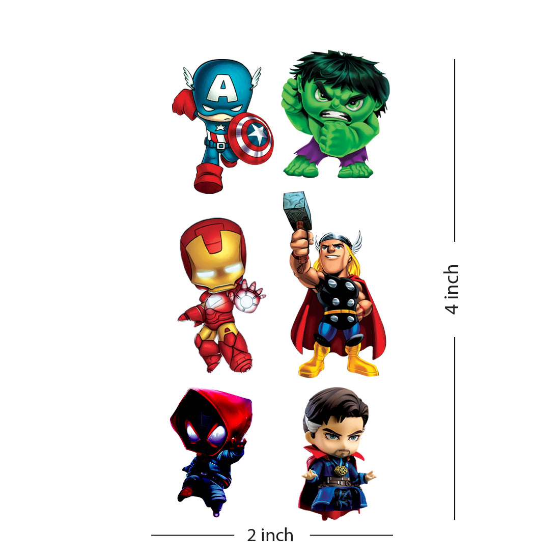 Kids Superhero Tattoo Captain America, Halk, Ironman, Thor, Waterproof Temporary Body Tattoo