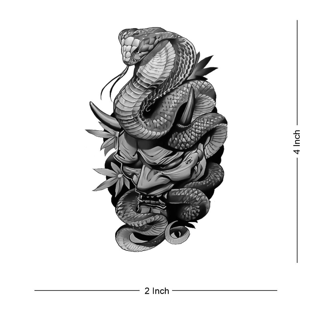 Snake Skull Tattoo Waterproof Male and Female Temporary Body Tattoo - Temporarytattoowala
