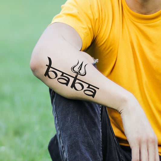 Baba with Trishul Tattoo Waterproof For God Shiv Temporary Body Tattoo