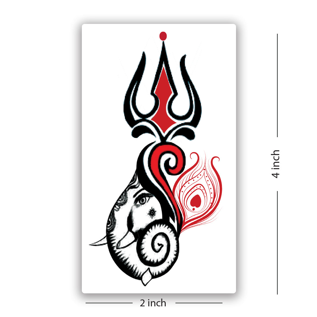 Trishul with Ganesha Tattoo Waterproof Gods Feather Temporary Body Tattoo