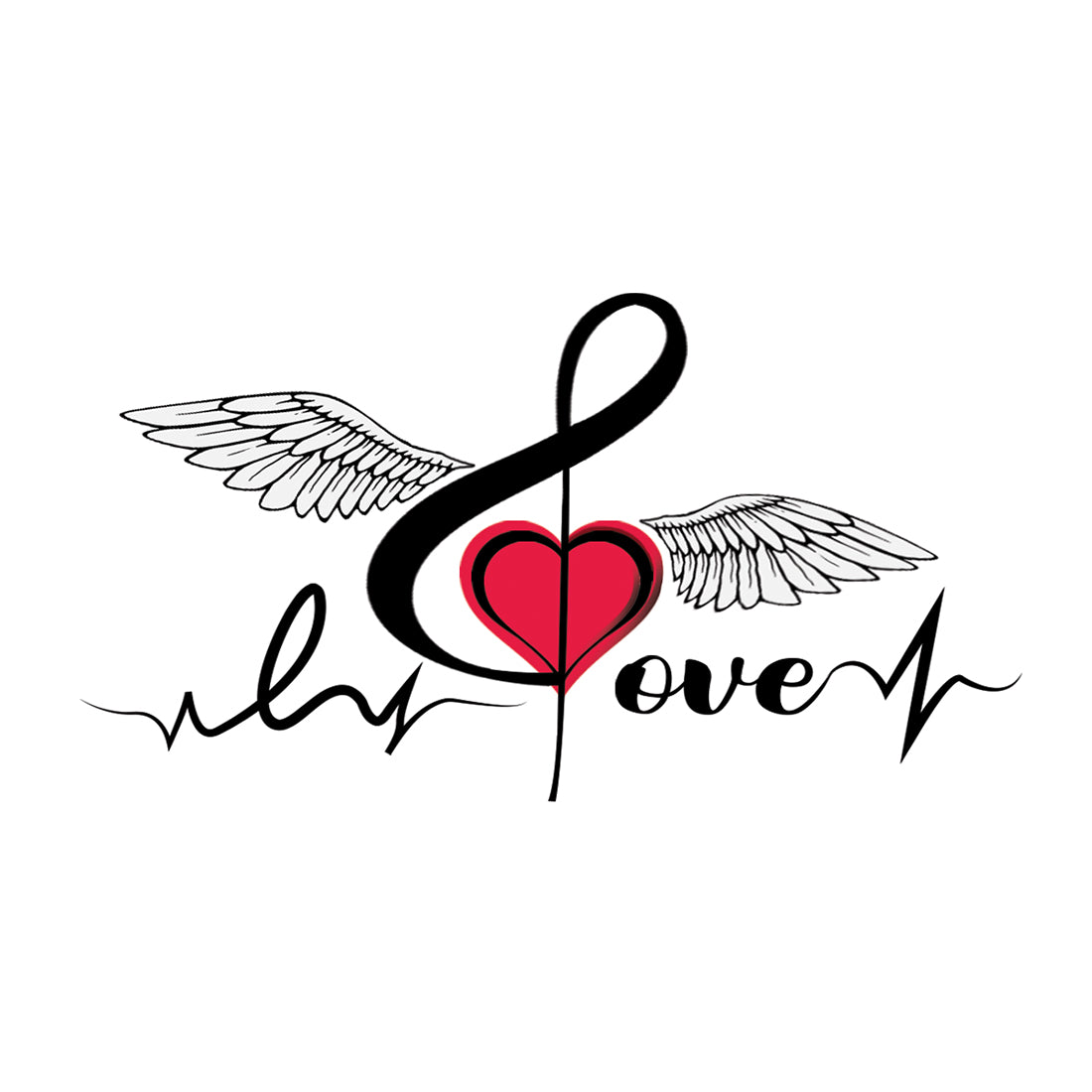 Love Music Tribal Heart Design Tattoo Waterproof For Male and Female Temporary Body Tattoo