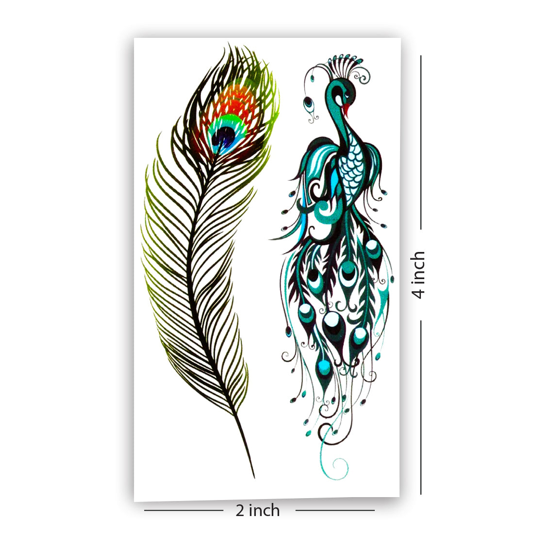 Peacock Tattoo Animals Feather Waterproof Boys and Girls Temporary Body Tattoo