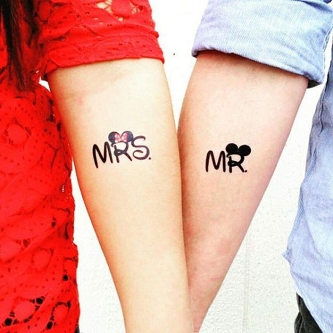 Mr Mrs Husband Wife Couple Body Tattoo Waterproof Male and Female Temporary Body Tattoo - Temporarytattoowala