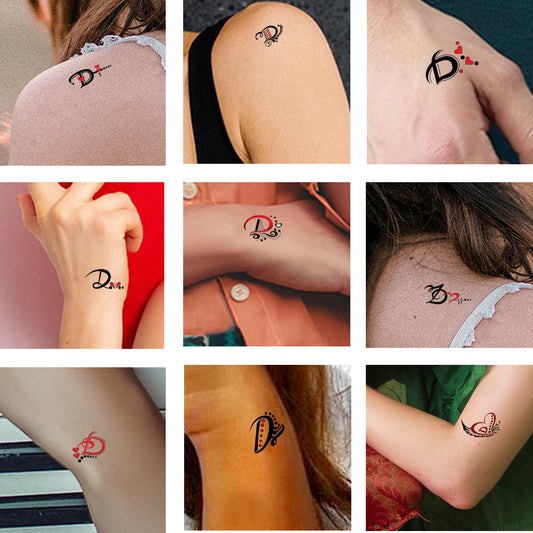 D Name Alphabet Tattoo Waterproof For Men and Women Temporary Body Tattoo