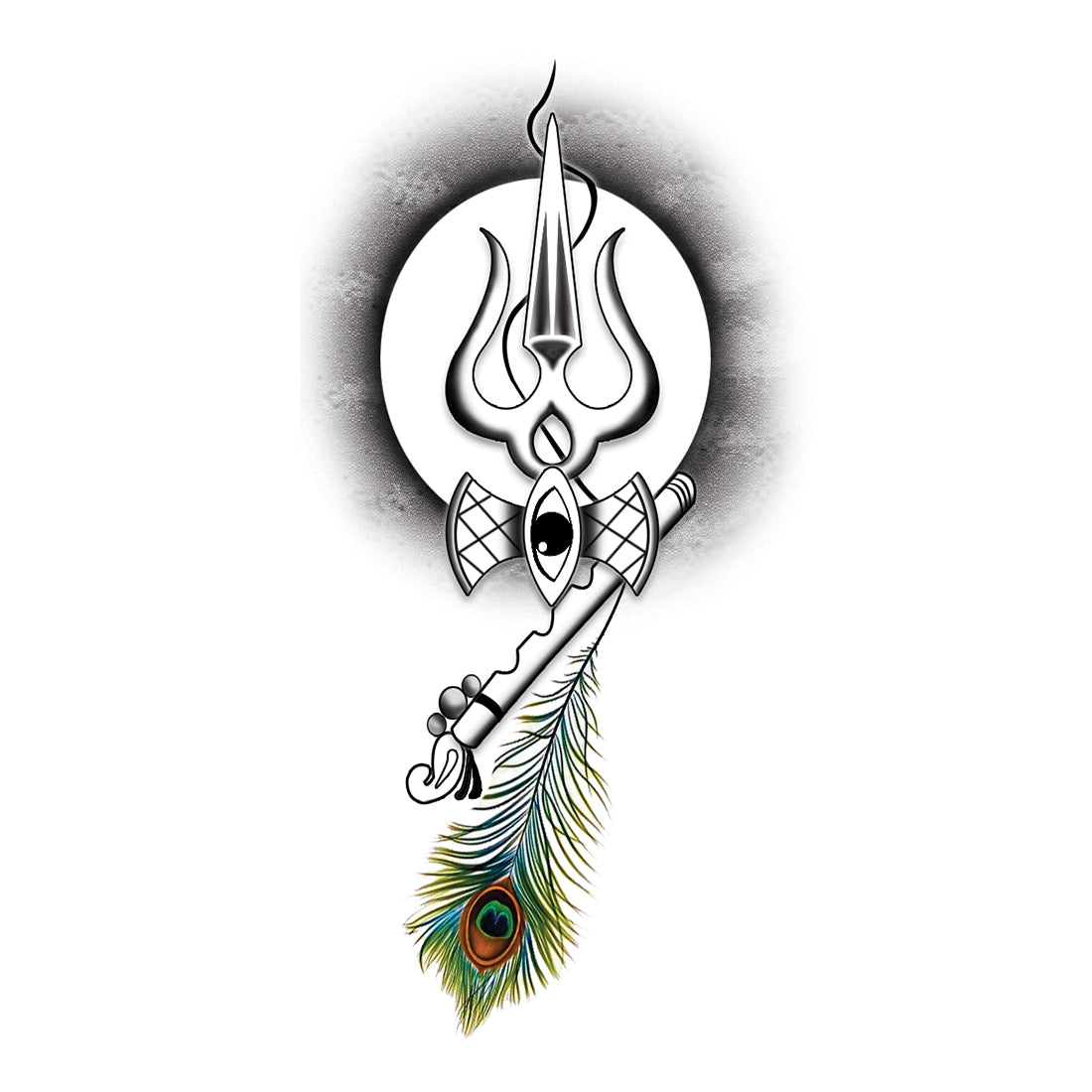 Trishul Feather Tattoo Compass Waterproof For Women Temporary Tattoo
