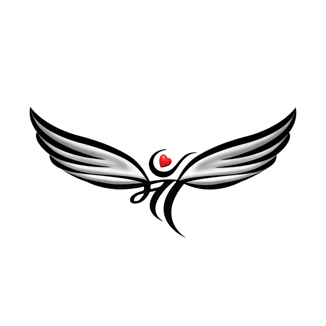 Maa with Wings and Heart Tattoo Waterproof For Boys and Girls Temporary Body Tattoo