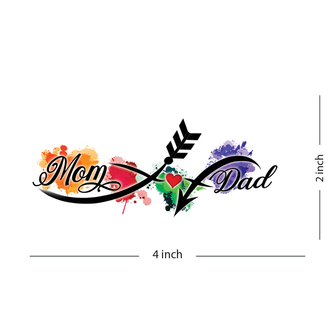 Mom and Dad with Arrow Tattoo Waterproof For Boys and Girls Temporary Body Tattoo