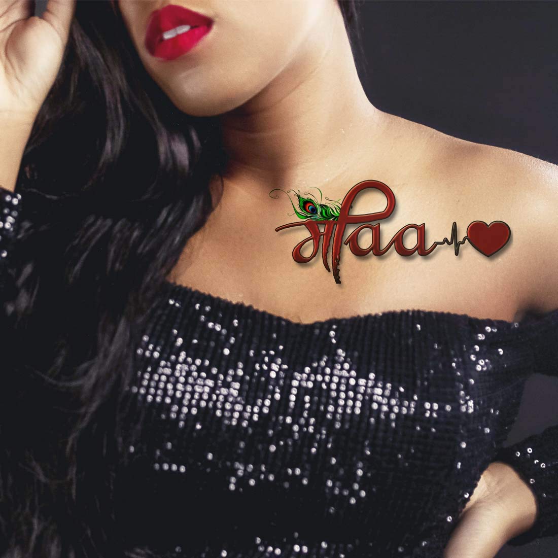 Maa Paa with Heart Tattoo For Waterproof Men and Women Temporary Tattoo