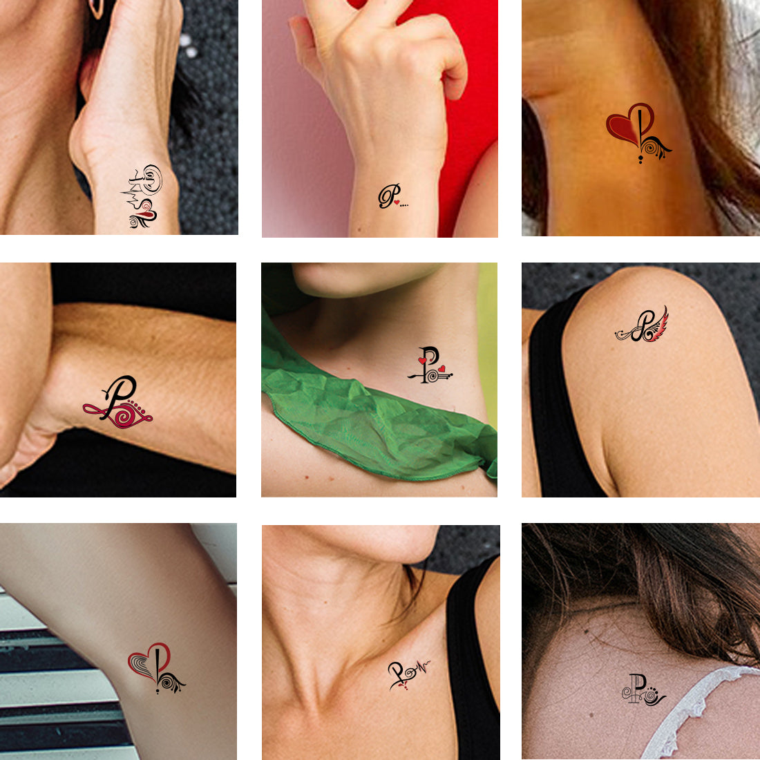 P Name Alphabet Tattoo Waterproof For Men and Women Temporary Body Tattoo