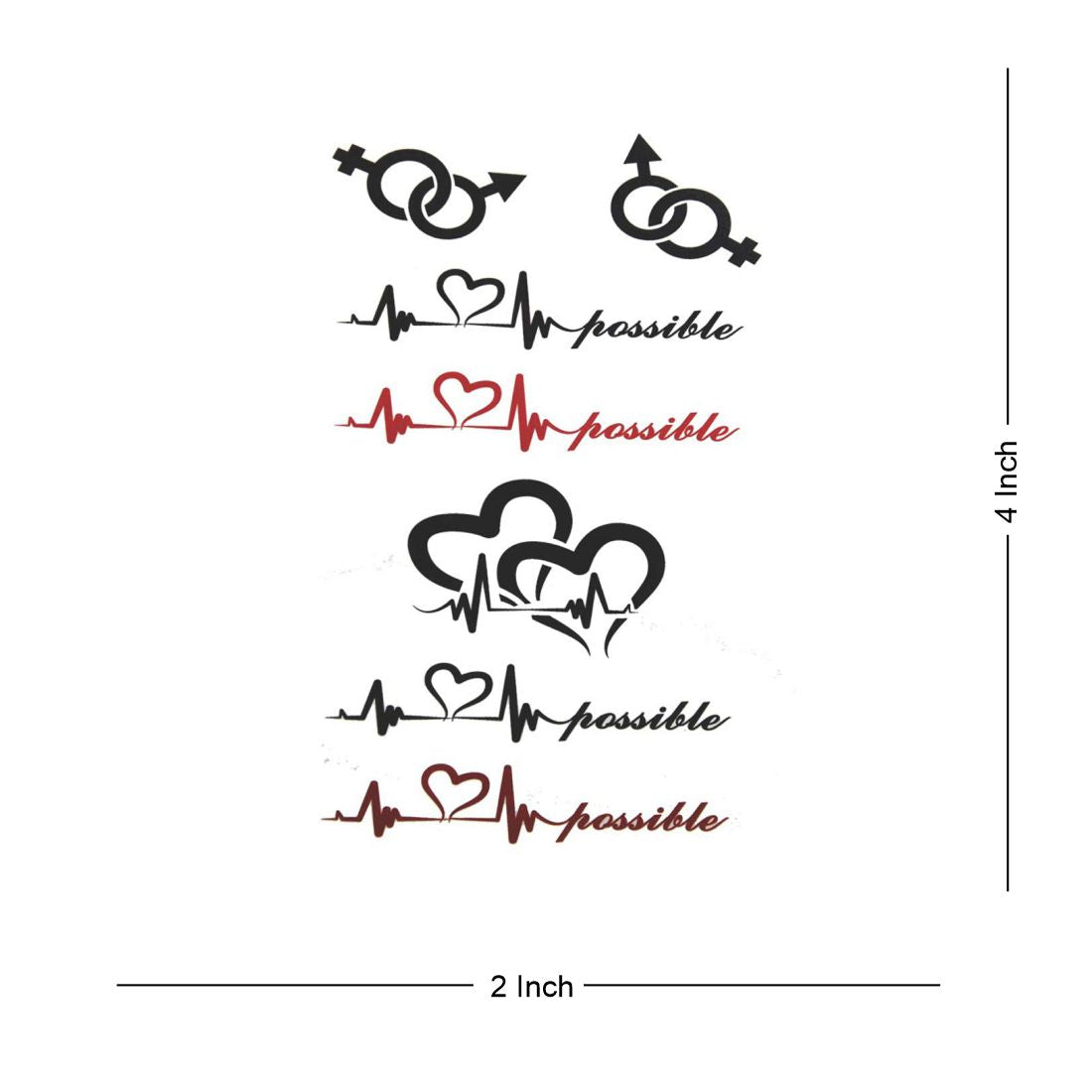 Possible Heart Beat Arrow Sign Tattoo Waterproof Male and Female Temporary Body Tattoo - Temporarytattoowala