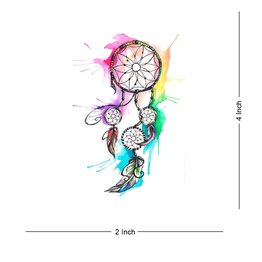 Multicolor Dream Catcher Waterproof Male and Female Temporary Body Tattoo - Temporarytattoowala