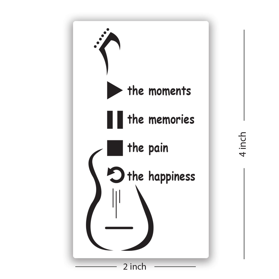 Guitar with Moments Tattoo Waterproof Male and Female Temporary Body Tattoo