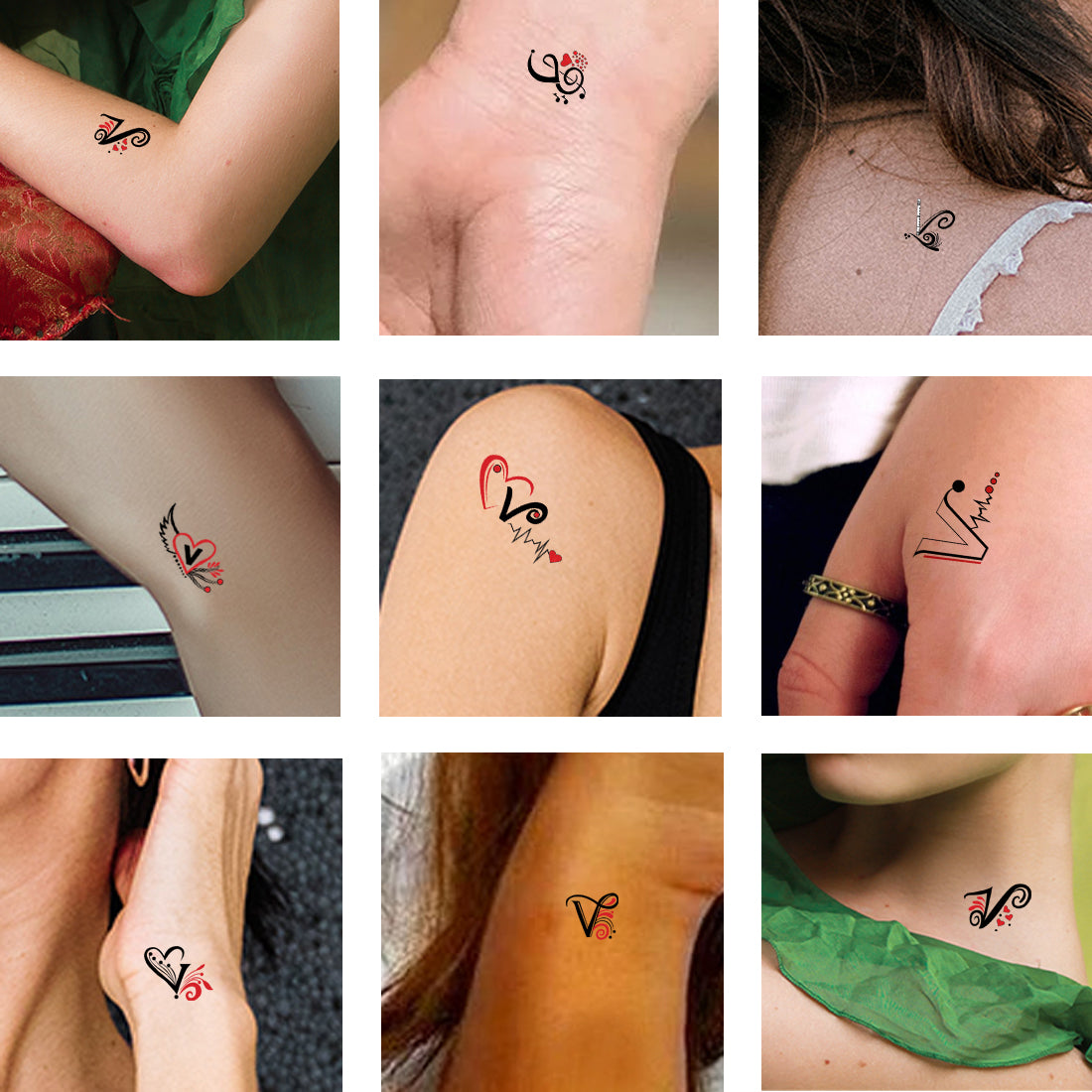 V Name Alphabet Tattoo Waterproof For Men and Women Temporary Body Tattoo