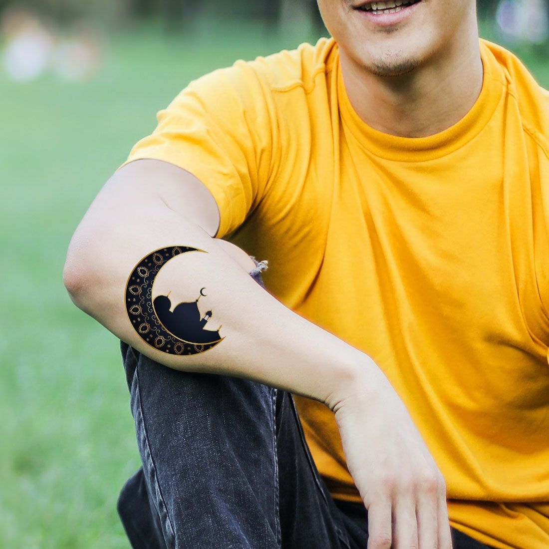Crescent Moon Islam Muslim Tattoo Ramadan Eid Waterproof Boys and Girls Temporary Body Tattoo