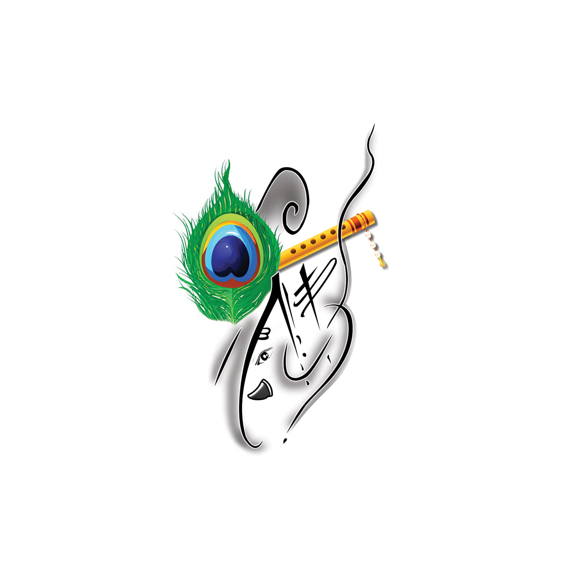 Ganesha and Flute Feather Tattoo Chakra Temporary Tattoo For Boys and Girls Waterproof