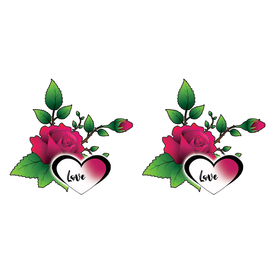 Love Rose Leave Heart Temporary Tattoo Waterproof For Male and Female Temporary Body Tattoo