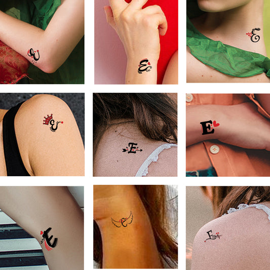E Name Tattoo, Alphabet Tattoo, Temporary Tattoo, Tattoo, Sticker, Tattoo,