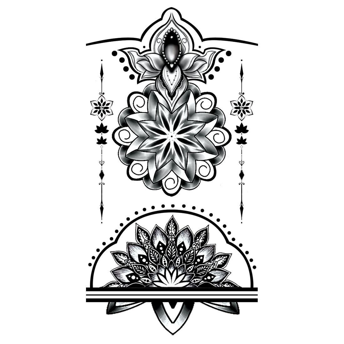 Floral Mandala Tattoo Flower Waterproof For Men and Women Temporary Tattoo