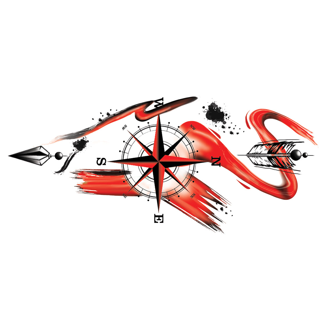 Compass Tattoo South North East West Temporary Tattoo For Boys and Girls Waterproof