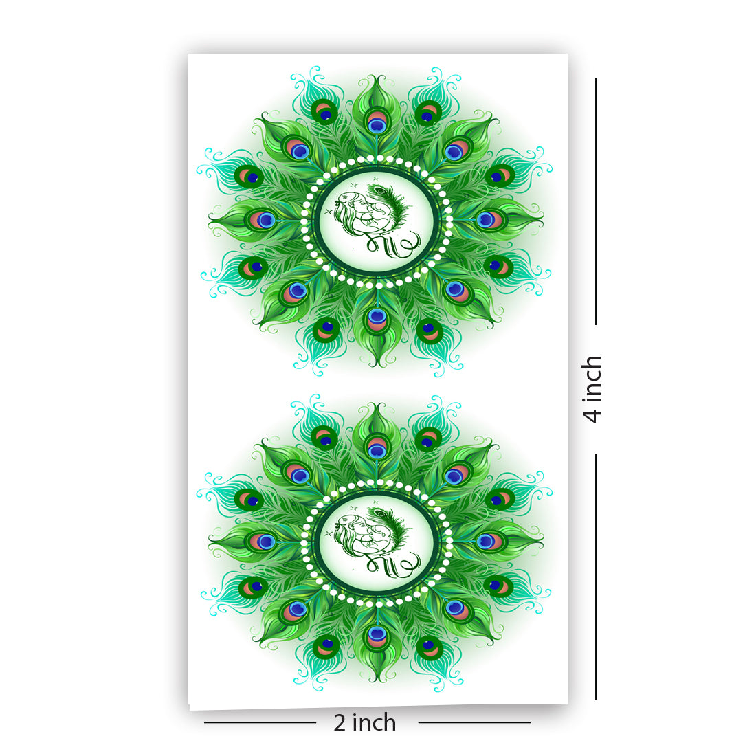 Green Feathers Beautiful Maa Tattoo Love Waterproof Boys and Girls Temporary Body Tattoo